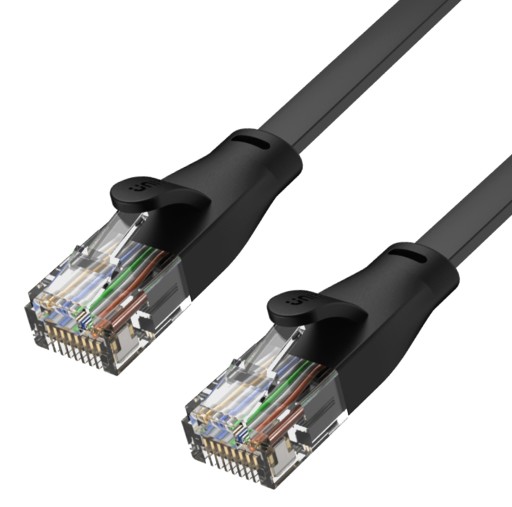 Unitek čierny plochý UTP Ethernet Cat.6 sieťový kábel 10m 1Gbps