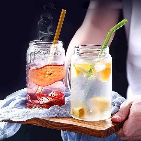 Slamky zo sklenených trubíc s čističom, opakovane použiteľné, 2 ks