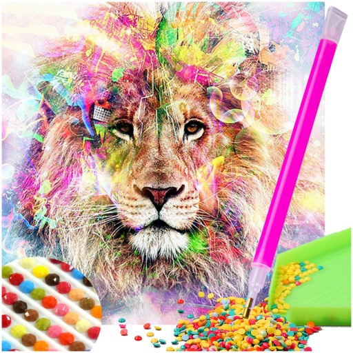Obrázok na nalepenie MOSAIC 5D Diamond Embroidery LION Diamond Paste