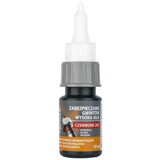 TECMAXX 14-036 Zaisťovač závitov 10ml / ČERVENÝ / silný
