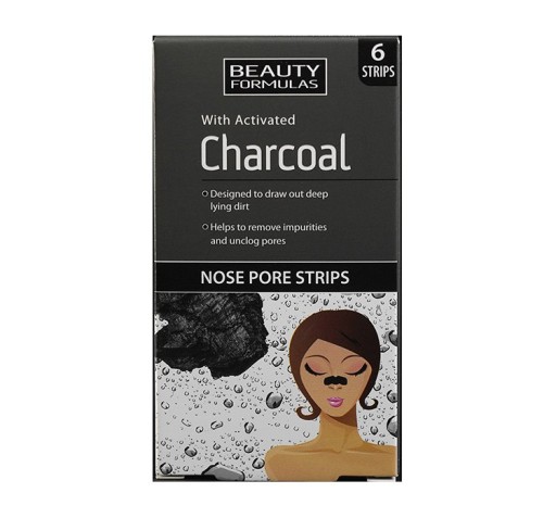 Beauty Formulas čistiace pásiky na nos s aktívnym uhlím 6 ks.