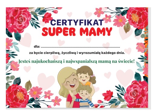 Certifikát SUPER MAMA Darček ku Dňu matiek pre mamu + ANTYFRAME