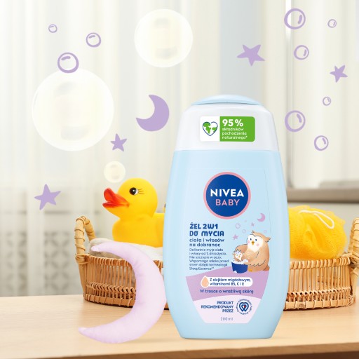 NIVEA BABY 2v1 Kúpeľový gél a šampón na vlasy pre deti 200 ml