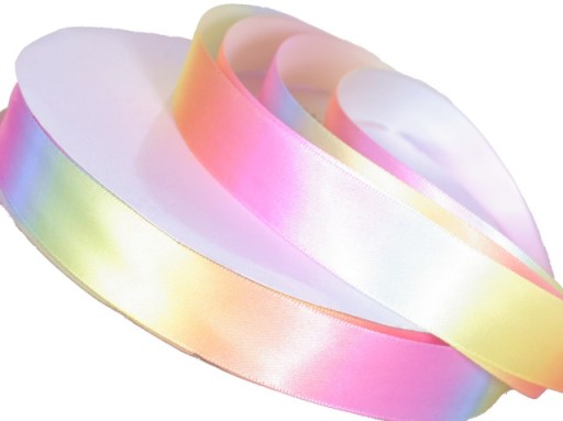 TIEŇOVANÁ SATÉNOVÁ STUHA 25mm DÚHA - 01