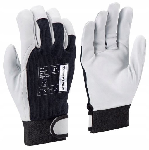 Kožou vystužené ochranné pracovné rukavice so zapínaním na suchý zips Ardon Easy 1-XL