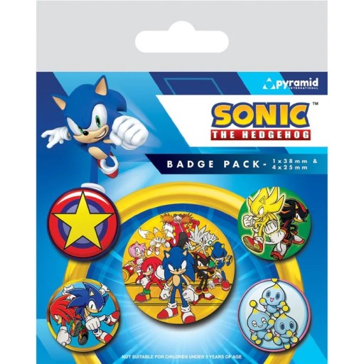Špendlíky na batoh Sonic The Hedgehog na oblečenie Sada 5 kusov