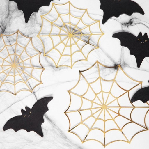 Halloweenske papierové ozdoby Zlaté pavučiny