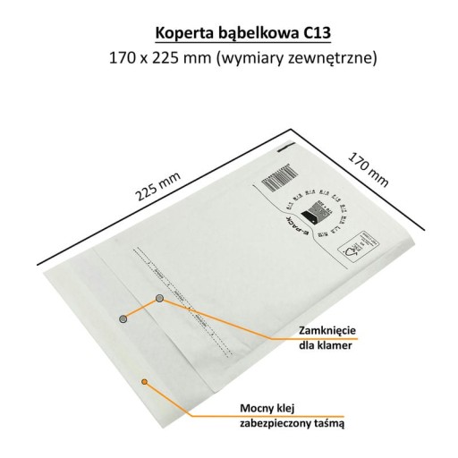 C13 bublinkové obálky 225x170 E-Pack silný BIELY x20
