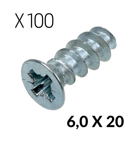 100x Euroskrutka 6,0 x 20 Euroskrutka pre oceľový nábytok
