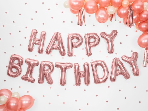 BALÓNY HAPPY BIRTHDAY ružové zlato ružové zlato narodeninová girlanda 340 cm