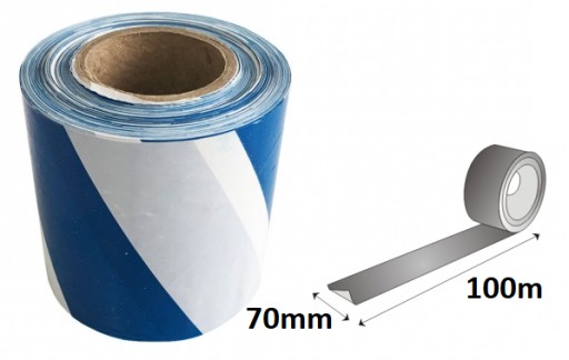 VÝSTRAŽNÁ PÁSKA 70mm/100m biela modrá 7cm na oplotenie výkopov