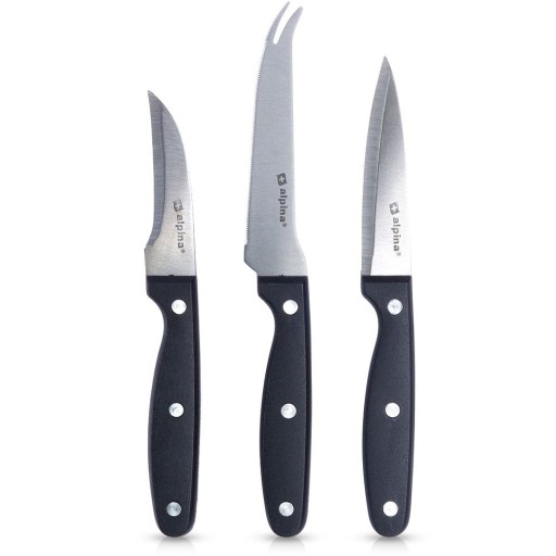 3x Sada kuchynských nožov KNIVES na krájanie, šúpanie, zeleninu, ovocie, syr