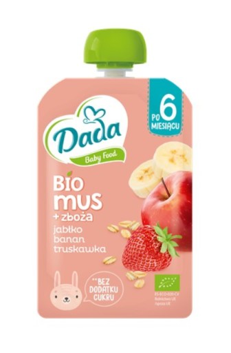 Dada Bio Mousse+Kokos jablko-banán-jahoda, 90 g