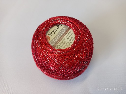 Camellia YarnArt metalická šnúra, červená416