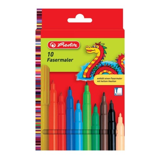Popisovače Herlitz umývateľné, okrúhle, 2mm, 10ks, mix, kruh