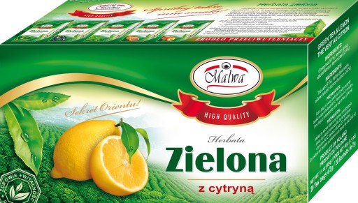 Zelený čaj Malwa s citrónom 40 g (20 x 2 g)