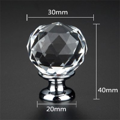 GOMBÍK, sklo CRYSTAL 30mm, brilantná NÁBYTKOVÁ ÚCHYTKA