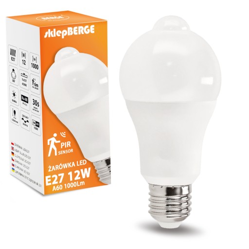 E27 12W LED žiarovka s pohybovým a súmrakovým senzorom