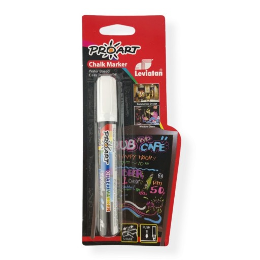 CHALK MARKER tenký LEVIATAN 8G CHALK popisovač na dosky a sklo, BIELY