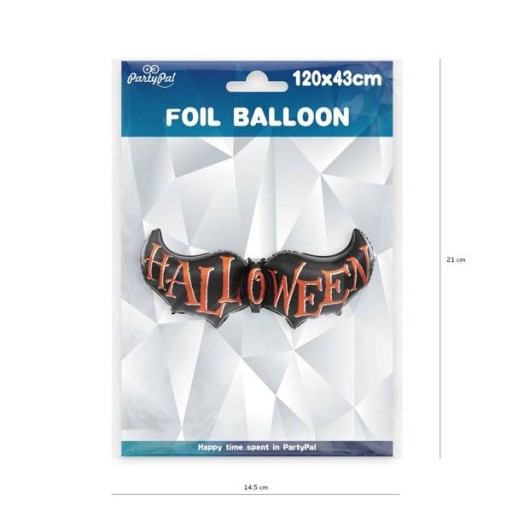 FÓLIOVÝ BALÓN NA HALLOWEEN, ČIERNY NETOP, VEĽKÝ, S NÁSTROJOM, 120x43 cm, BALÓNY