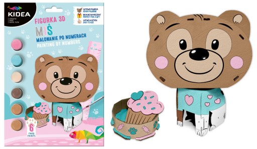 Maľovanie podľa čísel 3D figúrka medvedíka Kidea