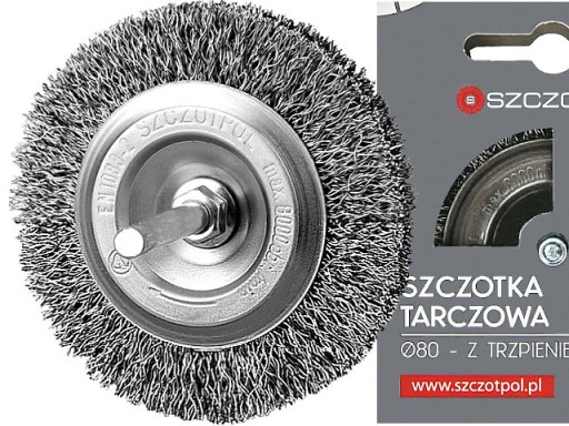 DRÔTENÁ KOTÚČOVÁ KEFA NA VŔTAČKU S DRŽIKOM SZCZOTPOL 80 mm PL