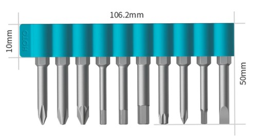 Sada magnetických bitov HOTO 10 ks, oceľ S2 50mm