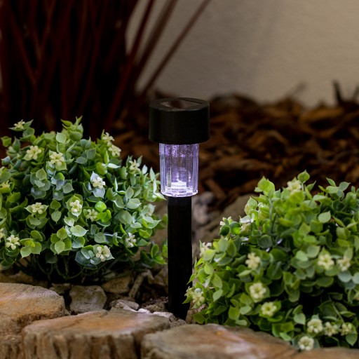 LED SOLÁRNE ČIERNA ZEMNÁ LED ZÁHRADNÁ LAMPA, VRÁŽANÁ, STĹPIKOVÝ OSTÍK