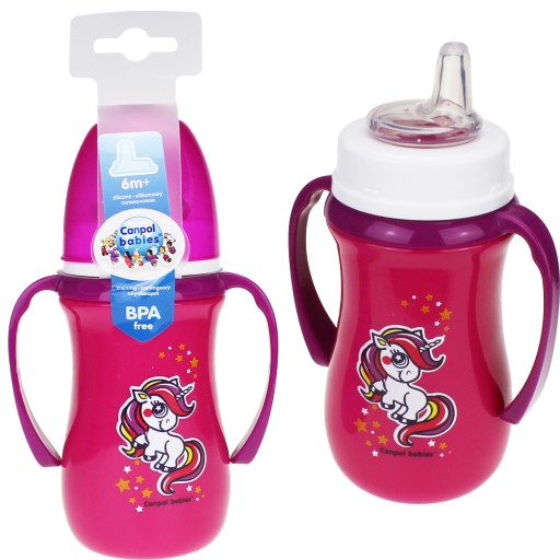 STRIEBORNÝ hrnček TRÉNINKOVÁ FĽAŠA 240 ml 6M+ CANPOL BABIES