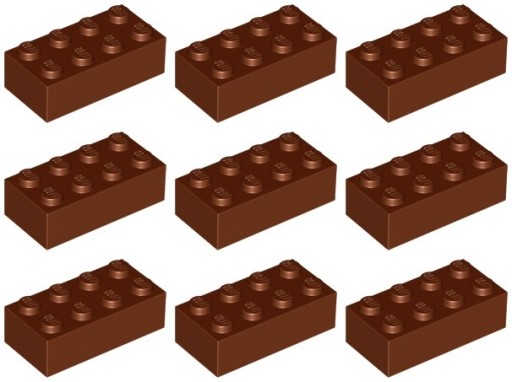 LEGO 3001 BRICK 2x4 hnedá NOVINKA (20g) 9 ks.