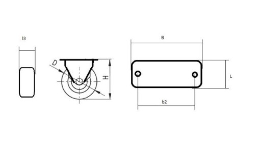 Nábytkové koleso pevné plastové 2043 - 50mm 50kg