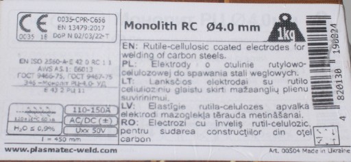 MONOLITH RC FI ELEKTRODE 4 MM 1KG