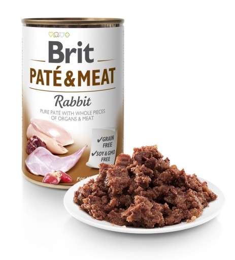 BRIT Pate&Meat Rabbit mokré krmivo pre psov s králikom 400g BEZ OBILÍN