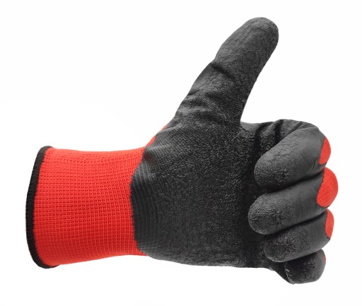 ZÁHRADNÉ DIELENSKÉ RUKAVICE, PÁR, S LATEXOVÝM PATROM, ČERVENÉ, VEĽKOSŤ 9