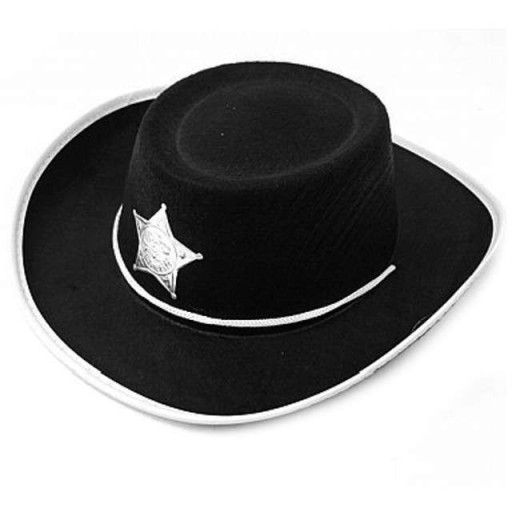 Čiapka KOVBOY SHERIFF s hviezdou, čierna pre deti