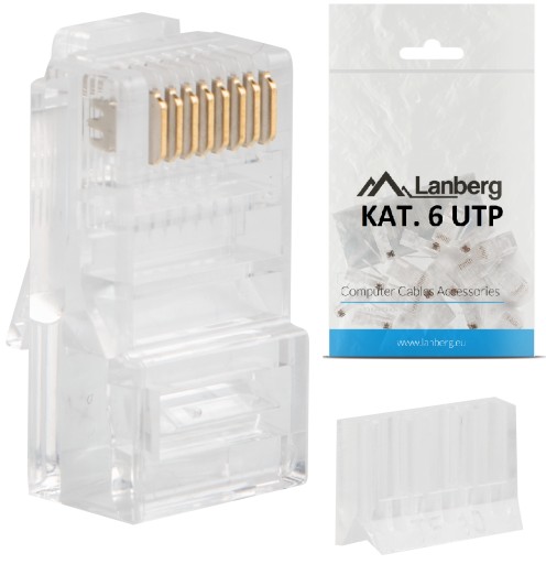 10 ks SVORKY ZÁSTRČKA RJ45 UTP Cat 6 s vodiacou LAN zástrčkou 8P8C Lanberg