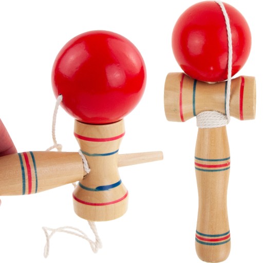 KENDAMA DREVENÁ KLASICKÁ JAPONSKÁ ZRUČNOSTNÁ HRA CHYTNUTIE LOPTY
