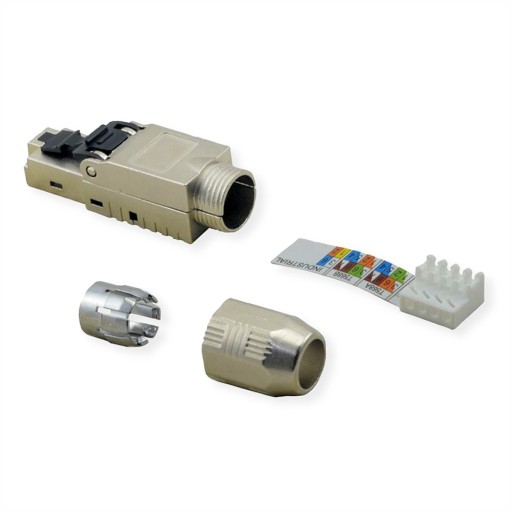 RJ-45 Cat.6A STP poľná zástrčka, strieborná