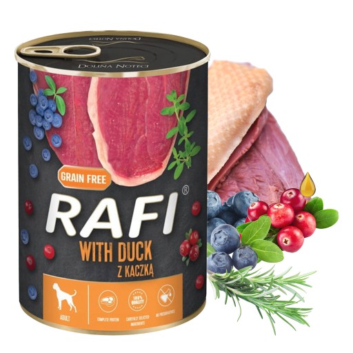 DOLINA NOTECI RAFI Mokré krmivo pre psov Kačica 400g