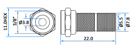 F 75Ohm skrutkovacia zástrčka antény 5,5/22mm 10 ks