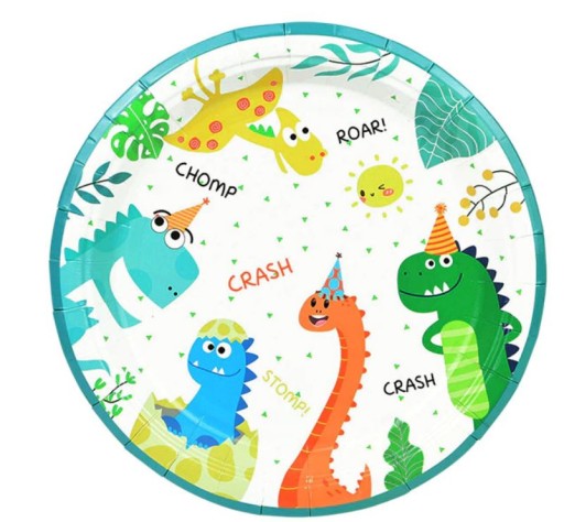 Papierové taniere narodeninové dinosaury 18 cm 6 ks