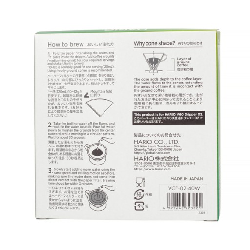 Hario V60-02 biele kvapkacie papierové filtre 40 ks