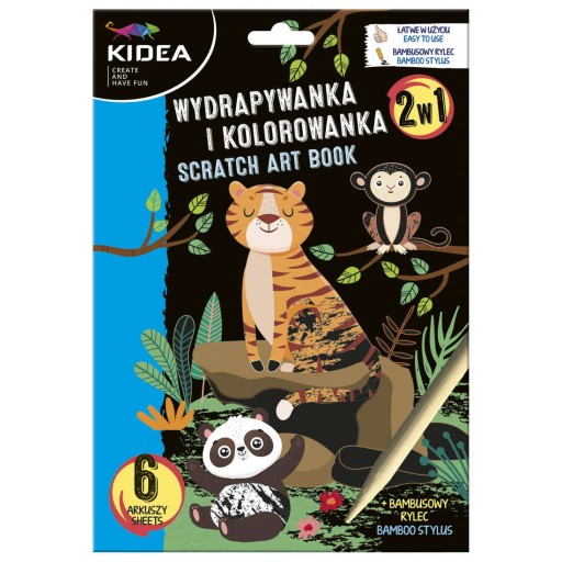 Škrabadlo a omaľovánka 2V1 KIDEA ANIMALS