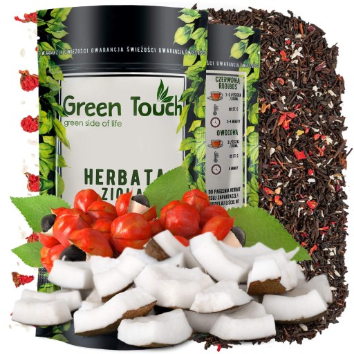 KOKOSOVÝ čierny listový čaj, kokosové lupienky, kvet granátového jablka, 50 g