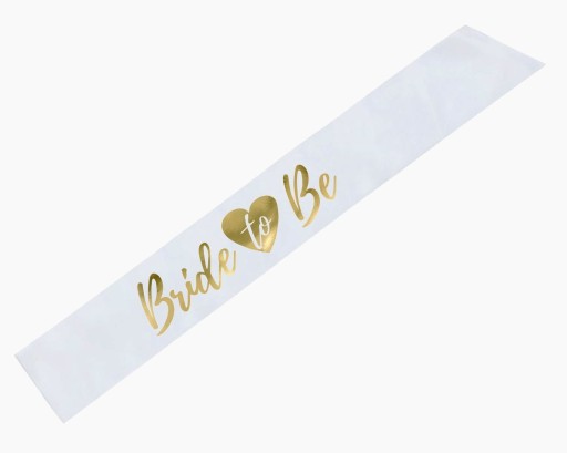 Šerpa na sliepky, biela, BRIDE TO BE, zlatý nápis, 150 cm