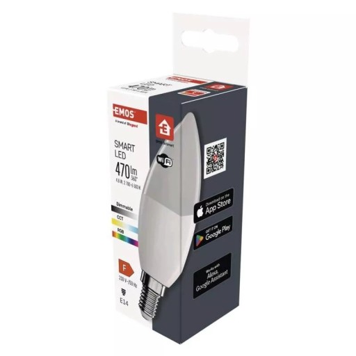E14 LED žiarovka ovládaná WIFI SMart 4,8W RGB EMOS