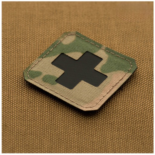 Nášivka na suchý zips MEDIC CROSS LASER CUT M-TAC Medyka Cross Multicam - čierna