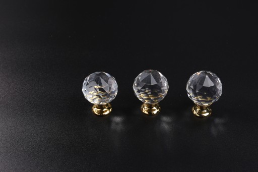Krištáľový gombík, nábytková úchytka 25 mm, zlatá!