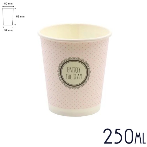 Papierové šálky na kávu 250 ml - PASTELOVÉ šálky na čaj 100 ks