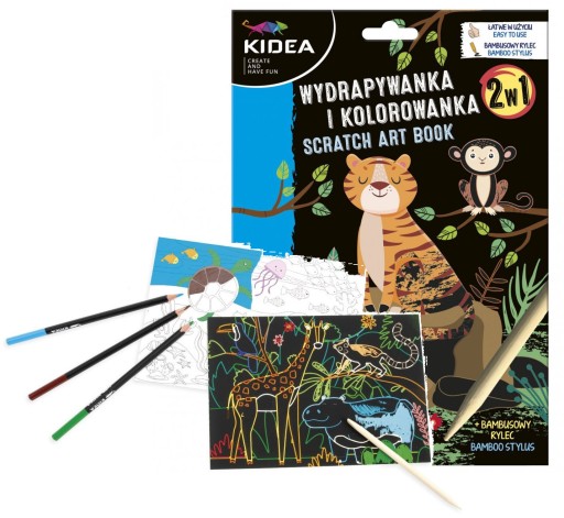 Kidea Hra na vyfarbovanie a škrabanie Zvieratká 2v1